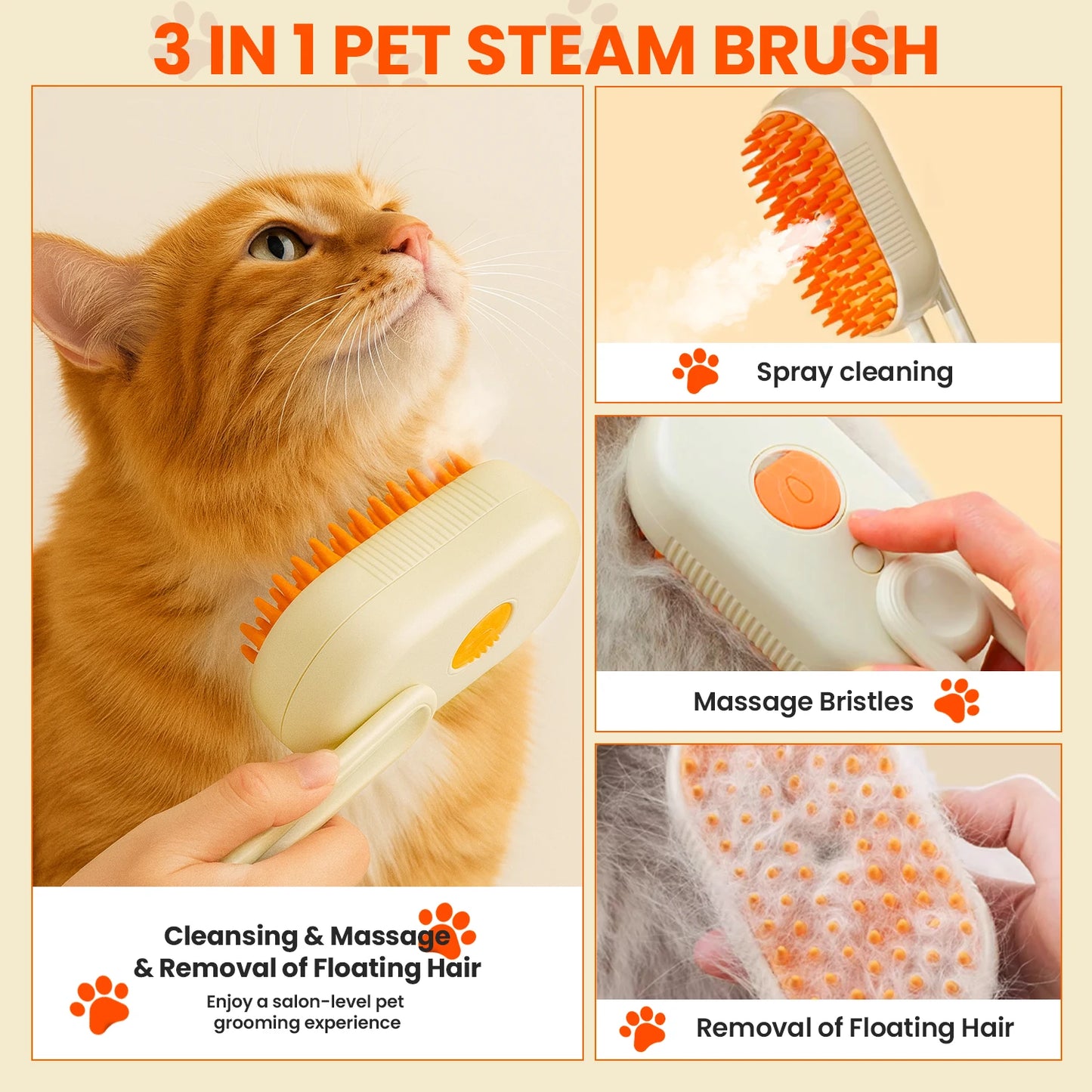 Cat Steam Brush for Shedding Dog Brush with Steam Pet Multifunctional Hair Cleaning Brush Comb for Spray 3 in 1 Pet Grooming For