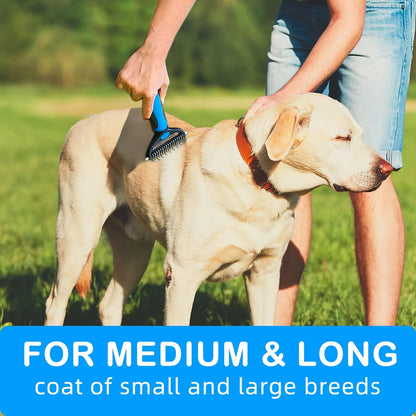 Spring Shedding Season Essential Dog Undercoat Rake, Cat Grooming Rake Shedding Brush 2 Sided Pet Grooming Tool Deshedding and Dematting Rake Brushes Comb for Pets Remove Undercoat Mats & Tangles