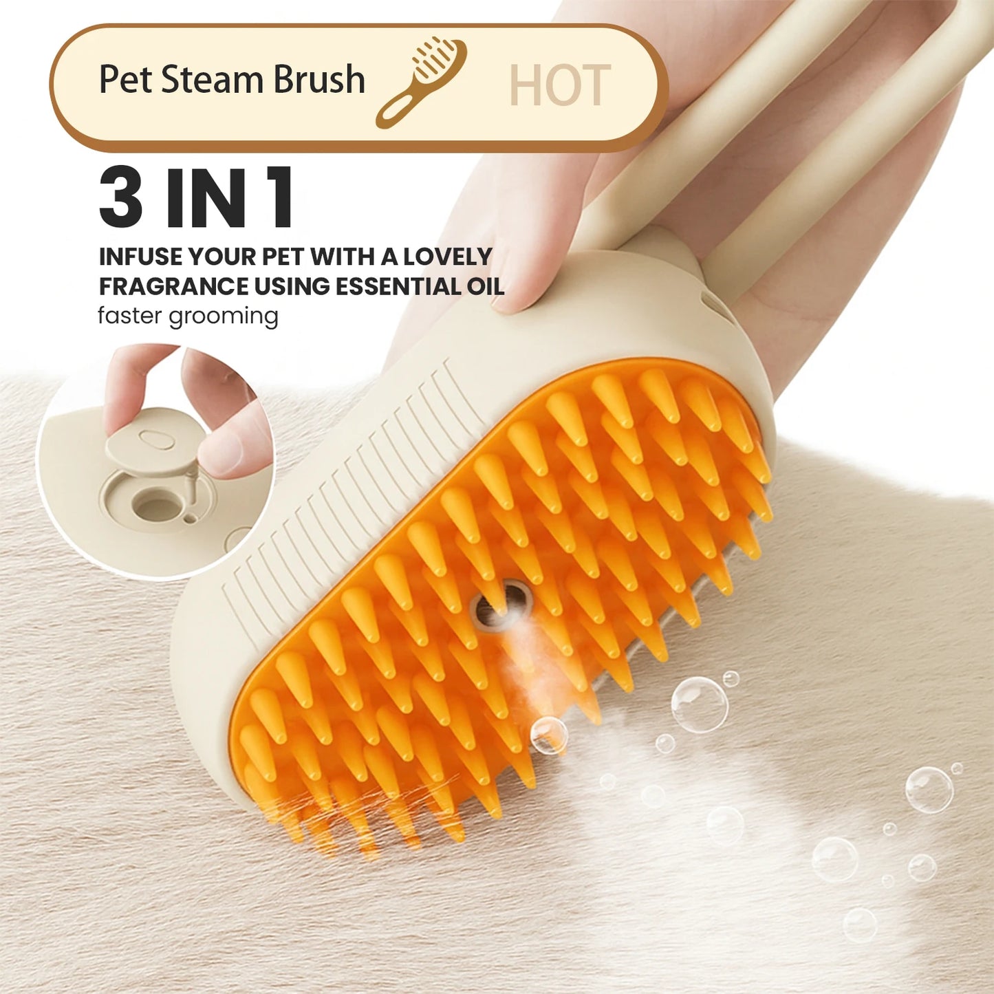 Cat Steam Brush for Shedding Dog Brush with Steam Pet Multifunctional Hair Cleaning Brush Comb for Spray 3 in 1 Pet Grooming For